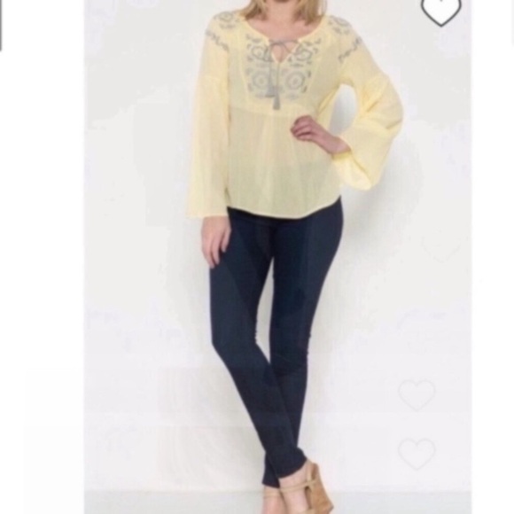 Altar'd State Yellow Embroidered Blouse - Picture 2 of 11